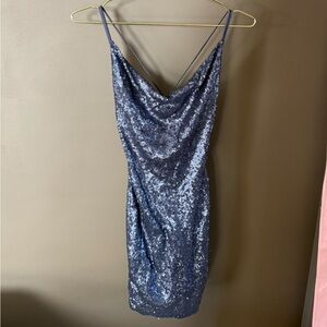 Hello Molly Elegant Blue Sequin Dress